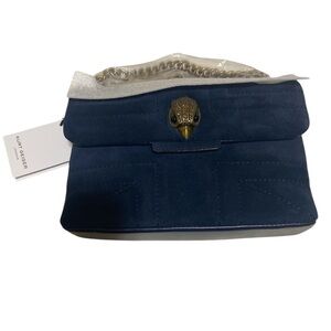 Kurt Geiger Blue Shoulder Bag with Flap Closure and Sturdy Fabric